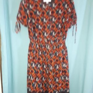 Multi colored button-down mid-calf dress